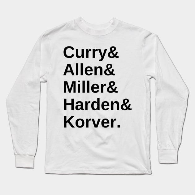 NBA 3 Point Leaders Helvetica List Long Sleeve T-Shirt by coyoteandroadrunner